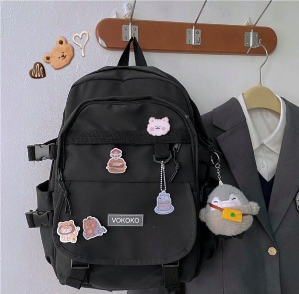 Balo Ulzzang màu đen pastel siu xinh Vokoko V2 🍀🍀