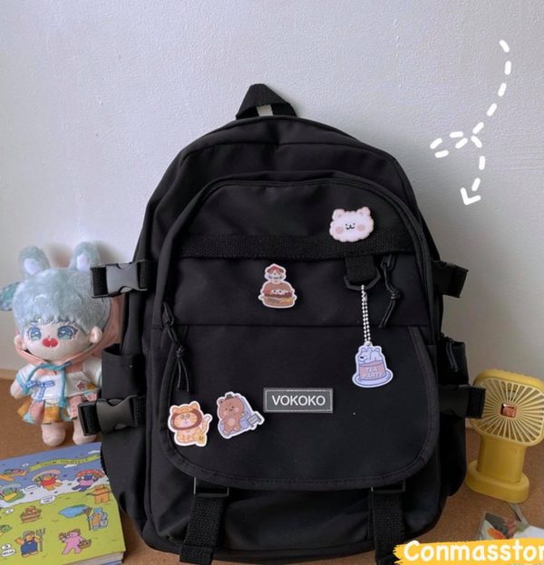 Balo Ulzzang màu đen pastel siu xinh Vokoko V2 🍀🍀 - Hình ảnh 2
