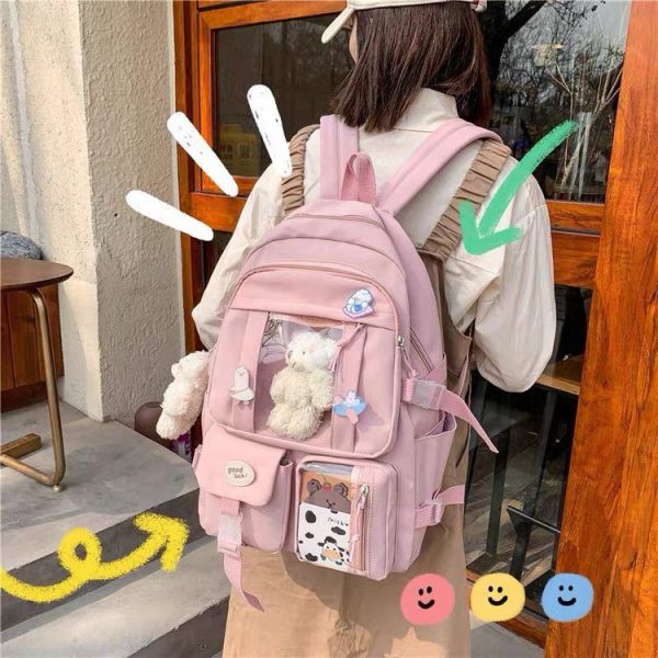 🌸 Balo đi học màu hồng pastel nhẹ nhàng xinh xắn ❤️  [Hàng mới ra lò]🍀🍀 - Hình ảnh 3