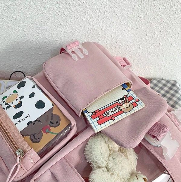 🌸 Balo đi học màu hồng pastel nhẹ nhàng xinh xắn ❤️  [Hàng mới ra lò]🍀🍀 - Hình ảnh 9