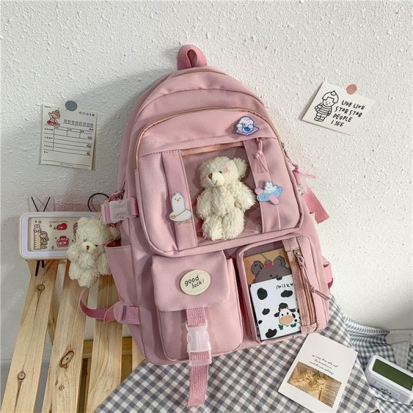 🌸 Balo đi học màu hồng pastel nhẹ nhàng xinh xắn ❤️  [Hàng mới ra lò]🍀🍀 - Hình ảnh 2