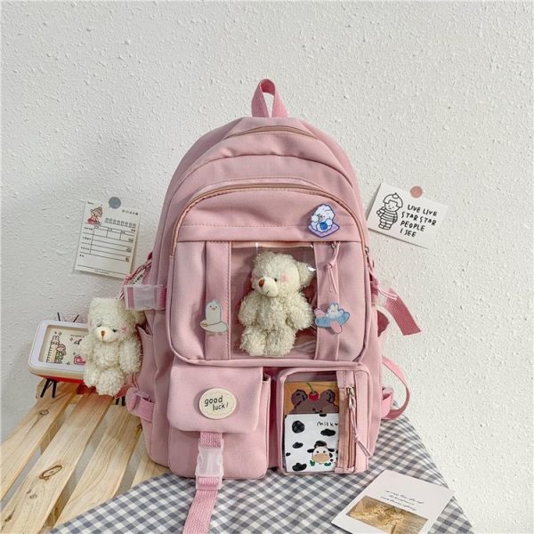 🌸 Balo đi học màu hồng pastel nhẹ nhàng xinh xắn ❤️  [Hàng mới ra lò]🍀🍀 - Hình ảnh 4
