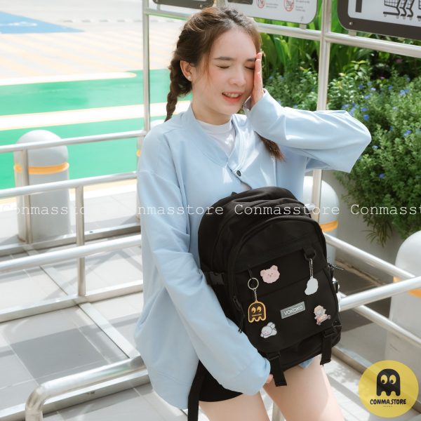 Balo Ulzzang màu đen pastel siu xinh Vokoko V2 🍀🍀~ [ Hàng hot mới ra lò ] ❤️ - Hình ảnh 7