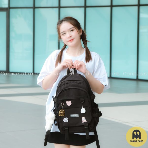 Balo Ulzzang màu đen pastel siu xinh Vokoko V2 🍀🍀~ [ Hàng hot mới ra lò ] ❤️ - Hình ảnh 4