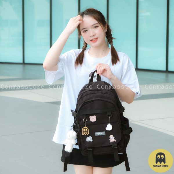 Balo Ulzzang màu đen pastel siu xinh Vokoko V2 🍀🍀~ [ Hàng hot mới ra lò ] ❤️ - Hình ảnh 3