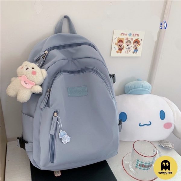 🌼 Balo basic đi học First xiu màu xanh dương nhẹ nhàng 🍀🔖 HÀNG CÓ SẴN 🎀💜 - Hình ảnh 2