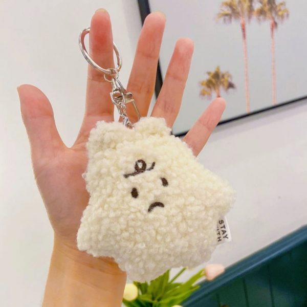 Móc khoá treo cặp trang trí gấu pùn trắng siu cute hột me 🦄💖 HÀNG CÓ SẴN 🍀✨