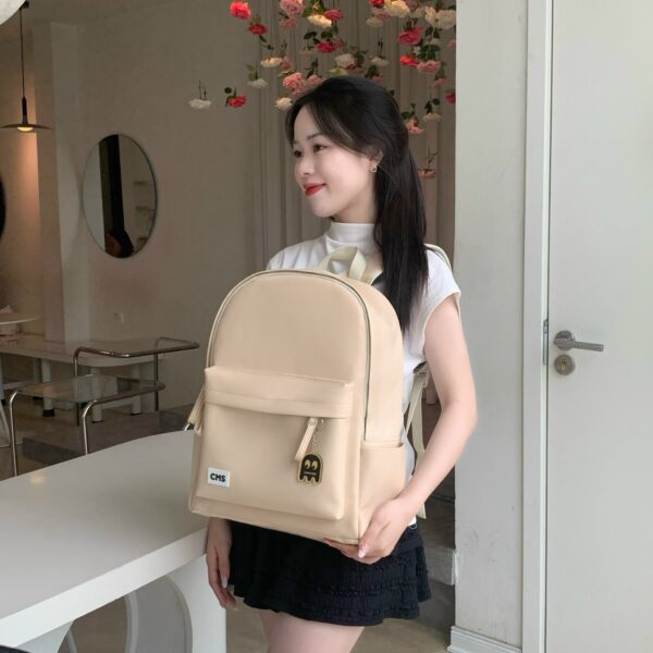 Balo thời trang Dobby chất liệu da PU chống thấm nước, đựng vừa laptop 15.6inch, nhiều ngăn - Be - Hình ảnh 5